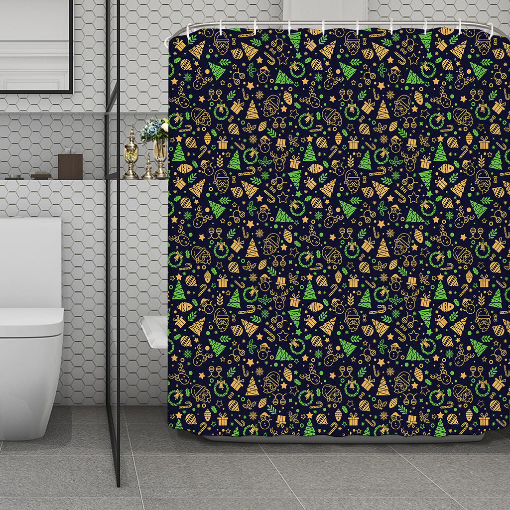 Christmas Party Elements Pattern Print Polyester Shower Curtain