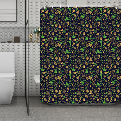 Christmas Party Elements Pattern Print Polyester Shower Curtain