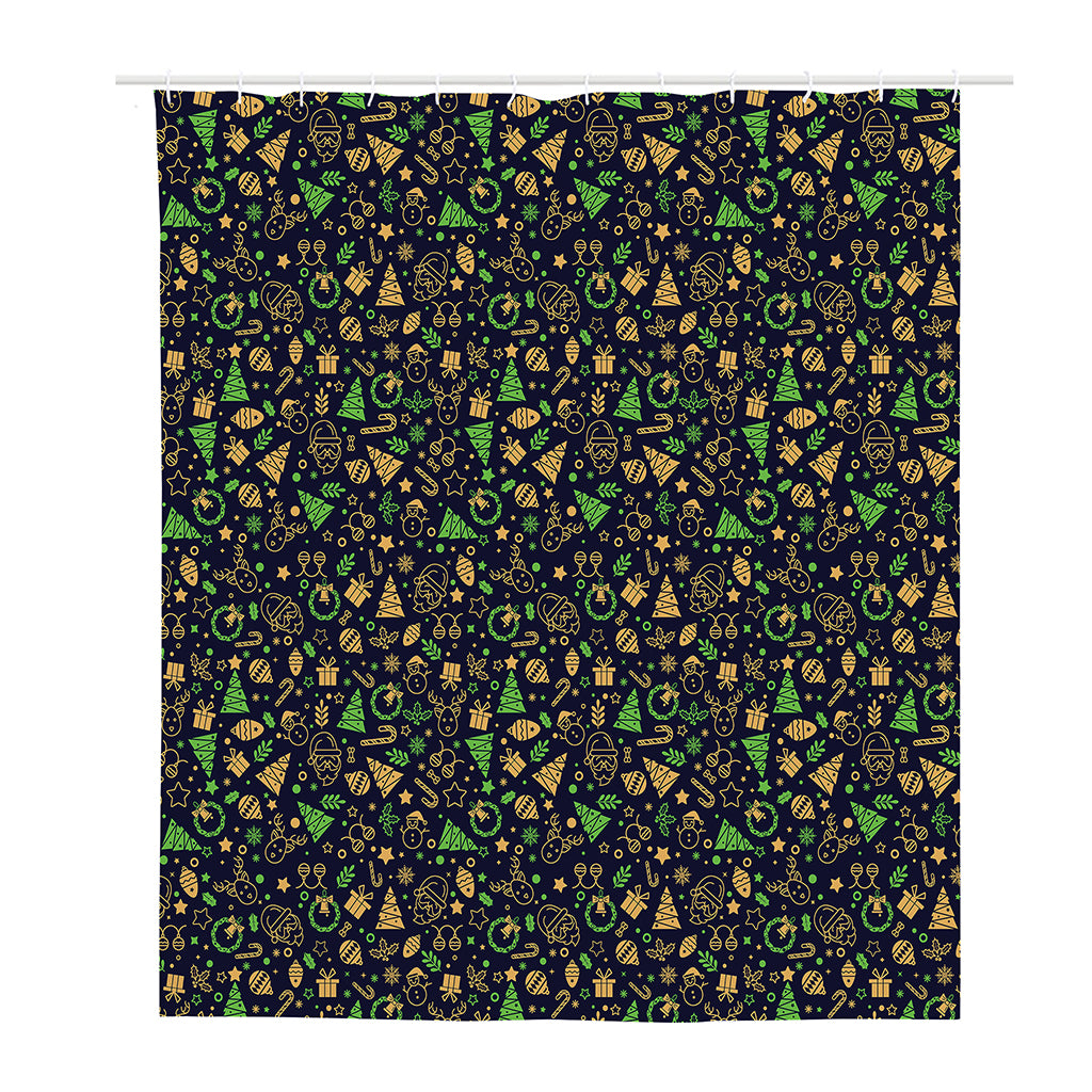 Christmas Party Elements Pattern Print Polyester Shower Curtain