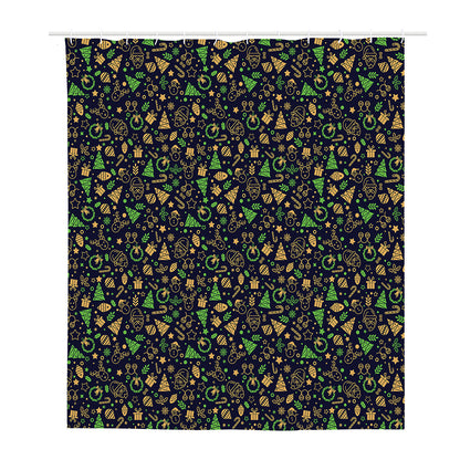 Christmas Party Elements Pattern Print Polyester Shower Curtain