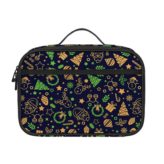 Christmas Party Elements Pattern Print Portable Lunch Bag