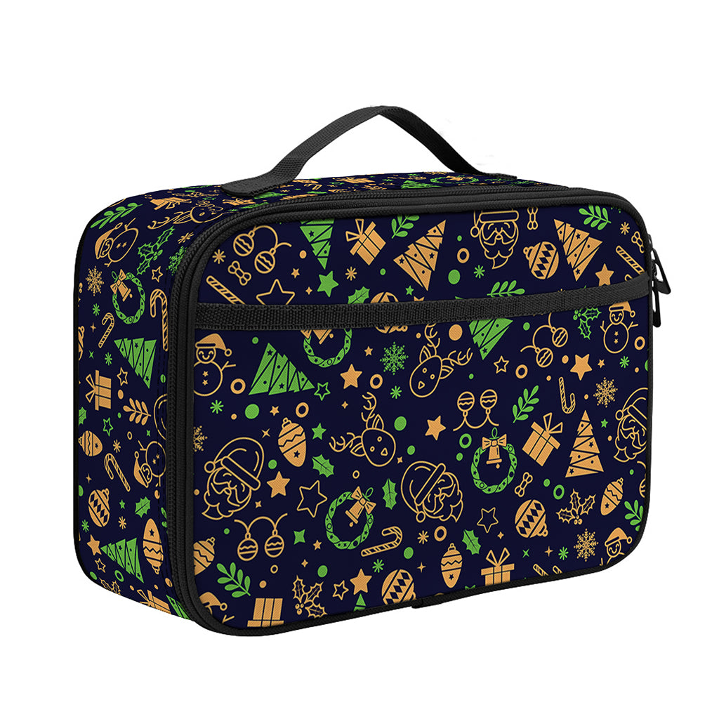 Christmas Party Elements Pattern Print Portable Lunch Bag