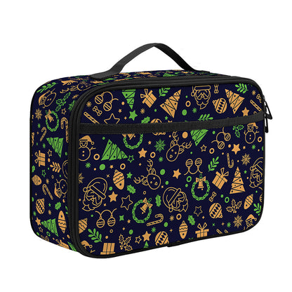Christmas Party Elements Pattern Print Portable Lunch Bag