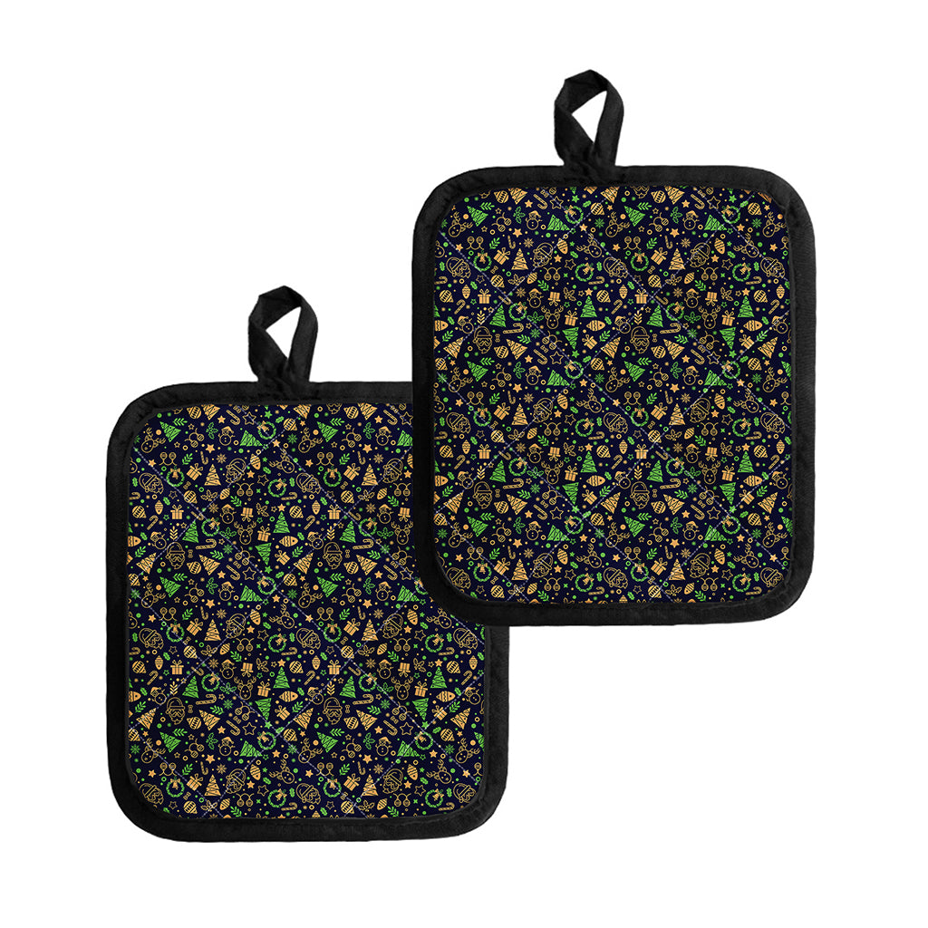 Christmas Party Elements Pattern Print Pot Holders