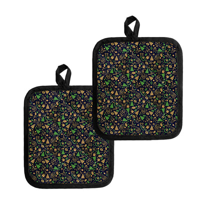 Christmas Party Elements Pattern Print Pot Holders