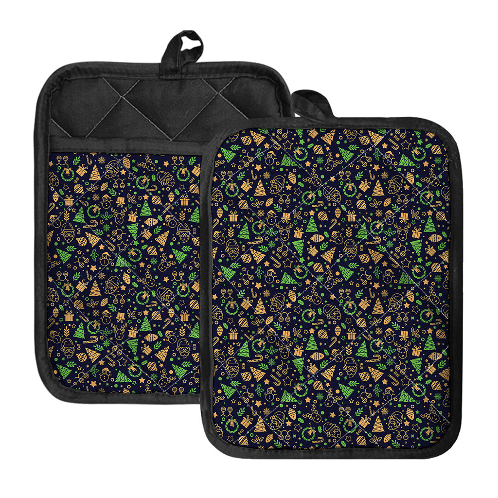 Christmas Party Elements Pattern Print Pot Holders With Pocket