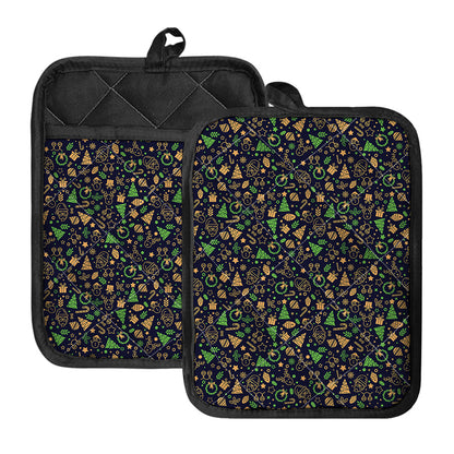Christmas Party Elements Pattern Print Pot Holders With Pocket