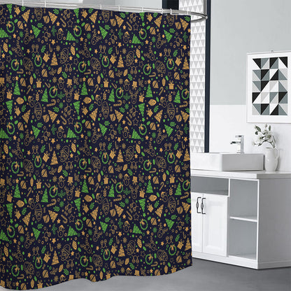 Christmas Party Elements Pattern Print Premium Shower Curtain