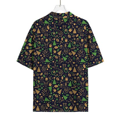 Christmas Party Elements Pattern Print Rayon Hawaiian Shirt