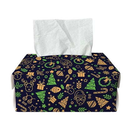 Christmas Party Elements Pattern Print Rectangle Tissue Box Cover