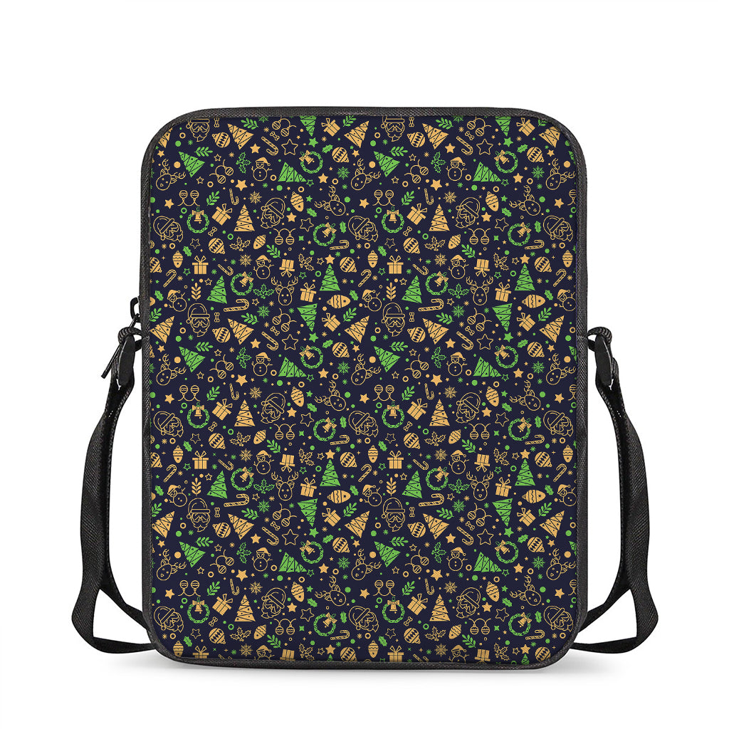 Christmas Party Elements Pattern Print Rectangular Crossbody Bag
