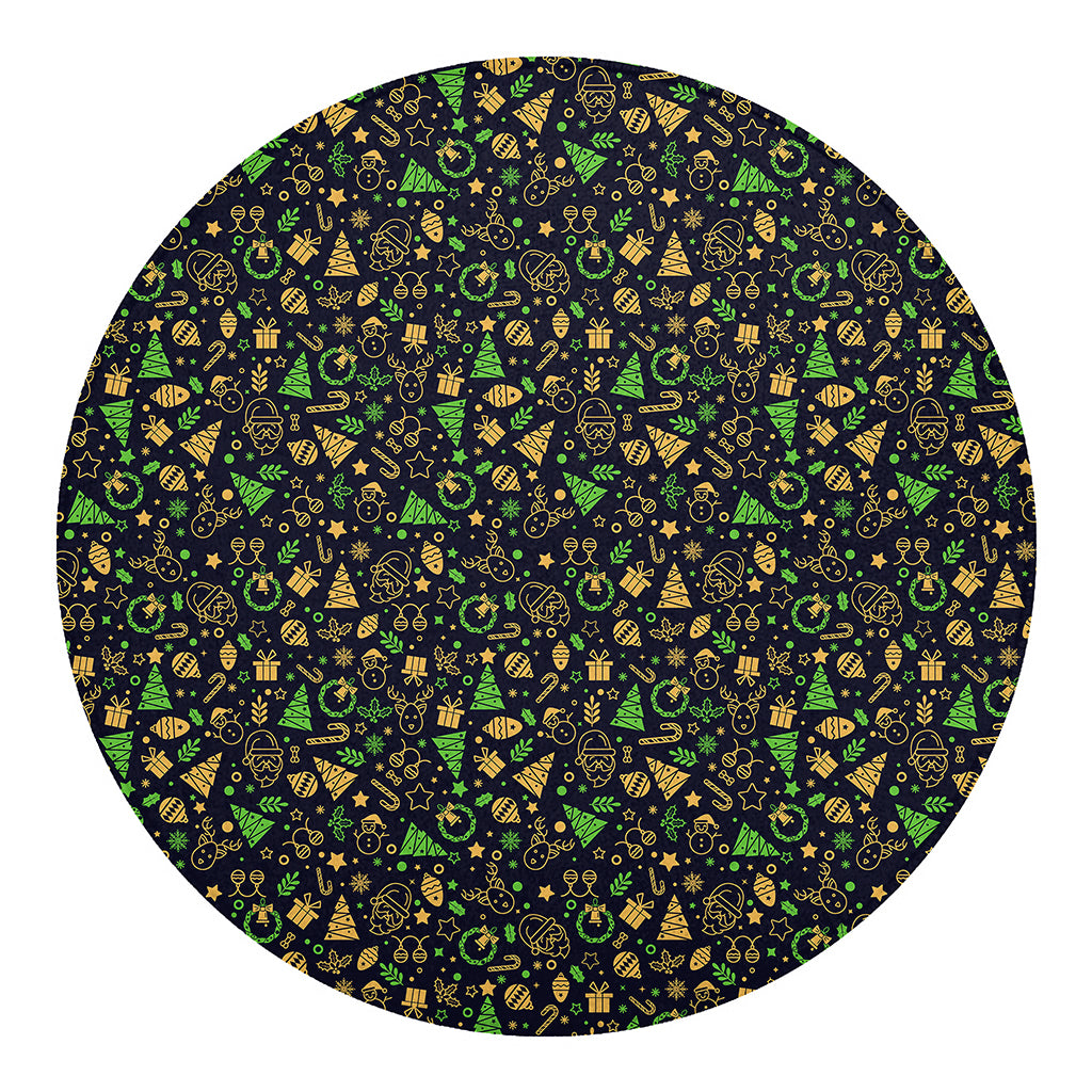 Christmas Party Elements Pattern Print Round Blanket