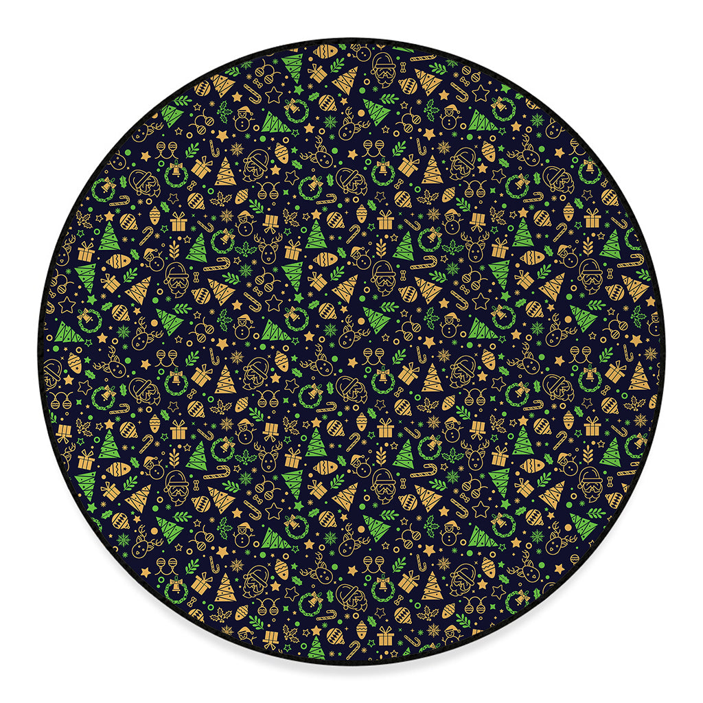Christmas Party Elements Pattern Print Round Floor Mat