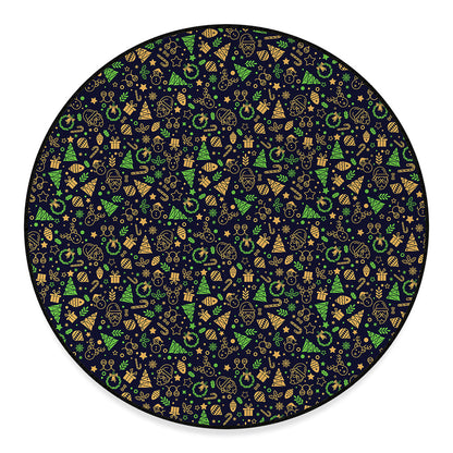 Christmas Party Elements Pattern Print Round Floor Mat