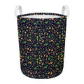 Christmas Party Elements Pattern Print Round Laundry Basket
