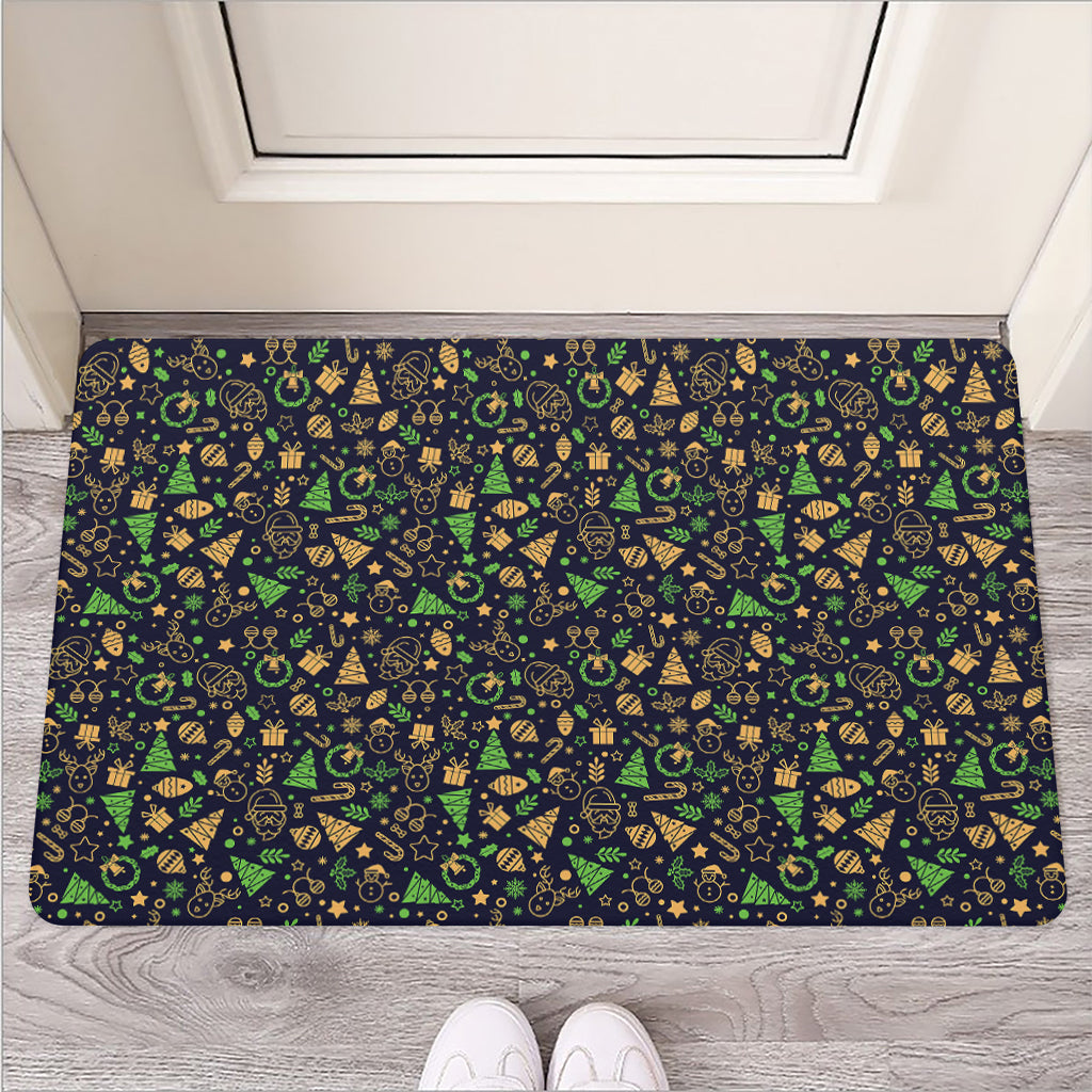 Christmas Party Elements Pattern Print Rubber Doormat