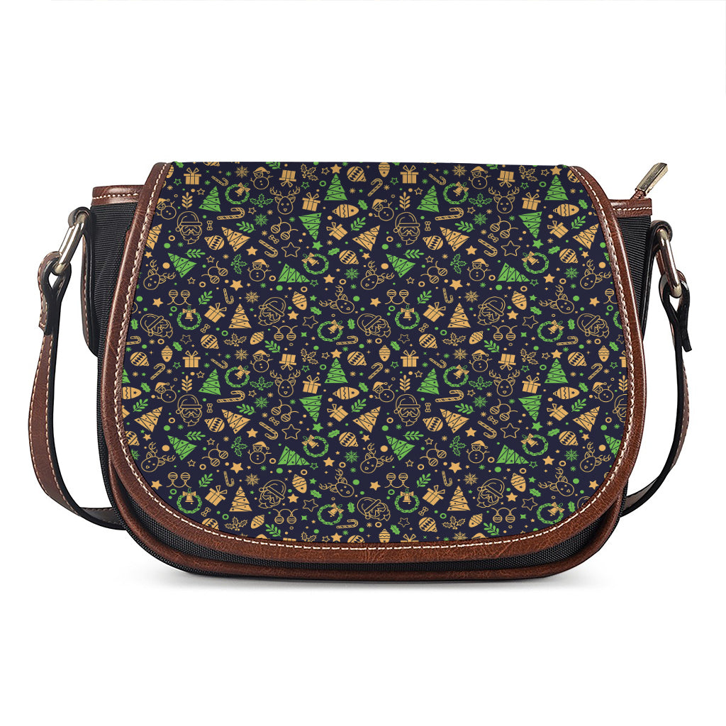 Christmas Party Elements Pattern Print Saddle Bag