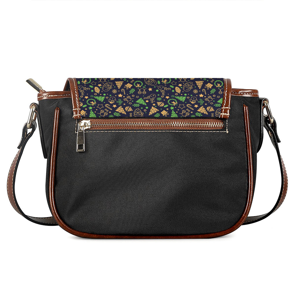 Christmas Party Elements Pattern Print Saddle Bag