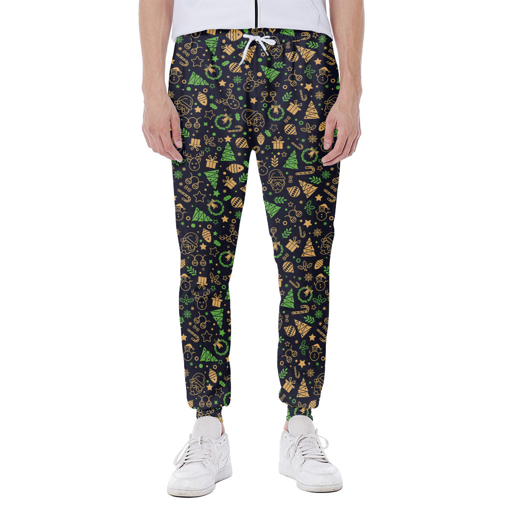 Christmas Party Elements Pattern Print Scuba Joggers