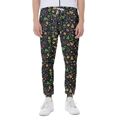 Christmas Party Elements Pattern Print Scuba Joggers