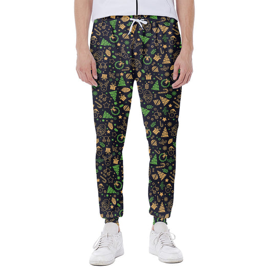 Christmas Party Elements Pattern Print Scuba Joggers