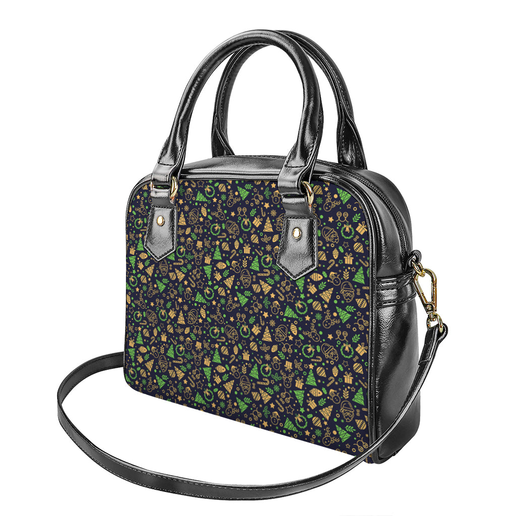 Christmas Party Elements Pattern Print Shoulder Handbag