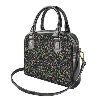 Christmas Party Elements Pattern Print Shoulder Handbag