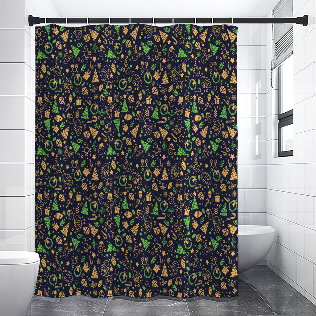 Christmas Party Elements Pattern Print Shower Curtain
