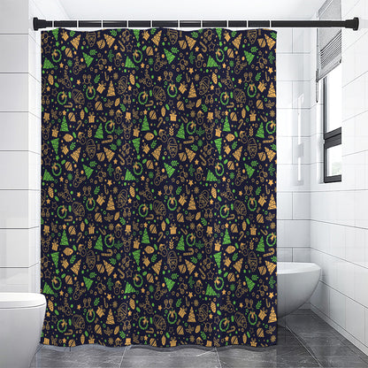 Christmas Party Elements Pattern Print Shower Curtain