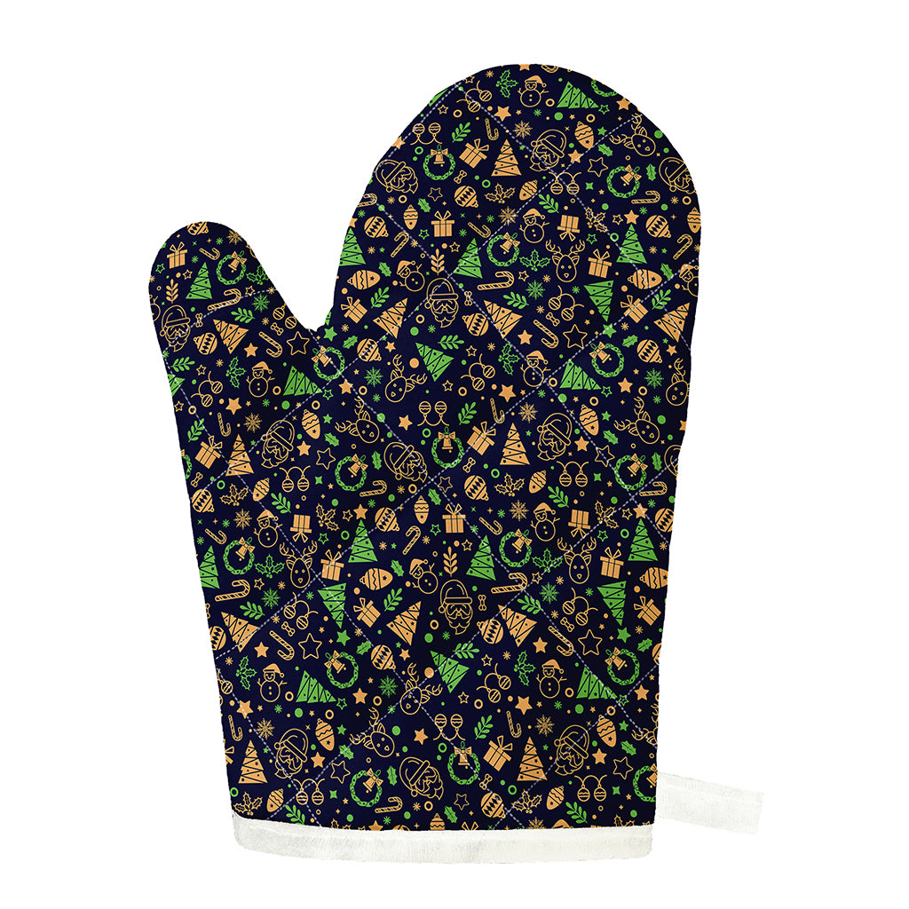 Christmas Party Elements Pattern Print Single Oven Mitt