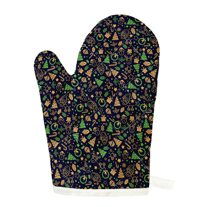 Christmas Party Elements Pattern Print Single Oven Mitt