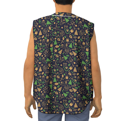 Christmas Party Elements Pattern Print Sleeveless Baseball Jersey