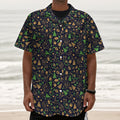 Christmas Party Elements Pattern Print Textured Short Sleeve Shirt