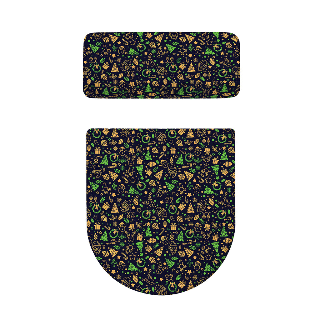 Christmas Party Elements Pattern Print Toilet Lid And Tank Cover Set