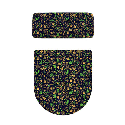 Christmas Party Elements Pattern Print Toilet Lid And Tank Cover Set