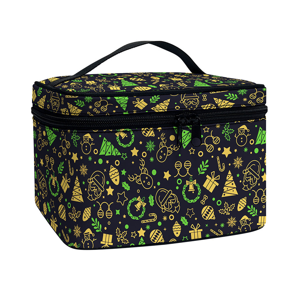 Christmas Party Elements Pattern Print Travel Makeup Bag