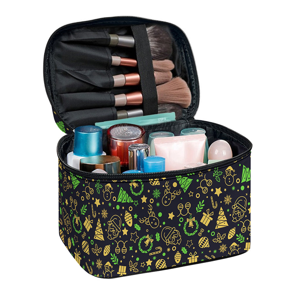 Christmas Party Elements Pattern Print Travel Makeup Bag