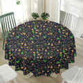 Christmas Party Elements Pattern Print Waterproof Round Tablecloth