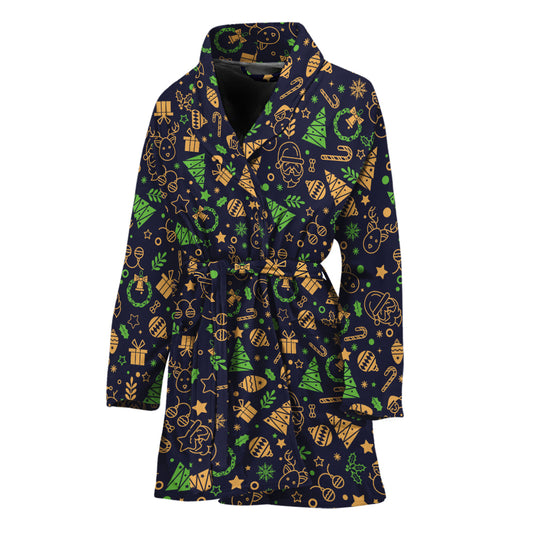 Christmas Party Elements Pattern Print Women's Bathrobe