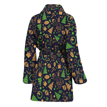 Christmas Party Elements Pattern Print Women's Bathrobe
