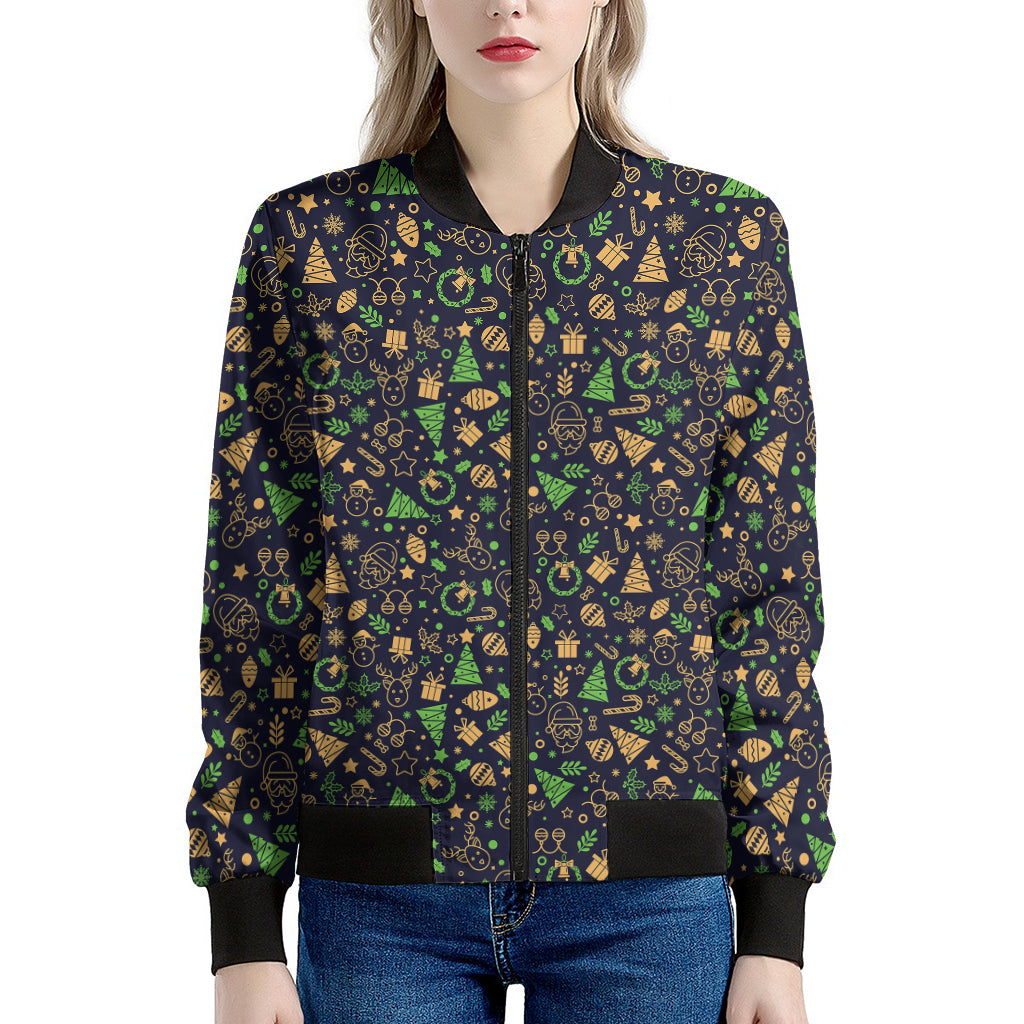 Christmas Party Elements Pattern Print Women's Bomber Jacket