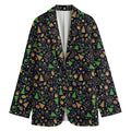 Christmas Party Elements Pattern Print Women's Cotton Blazer