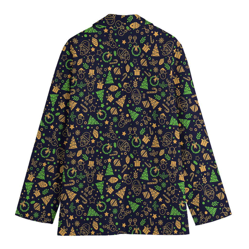 Christmas Party Elements Pattern Print Women's Cotton Blazer