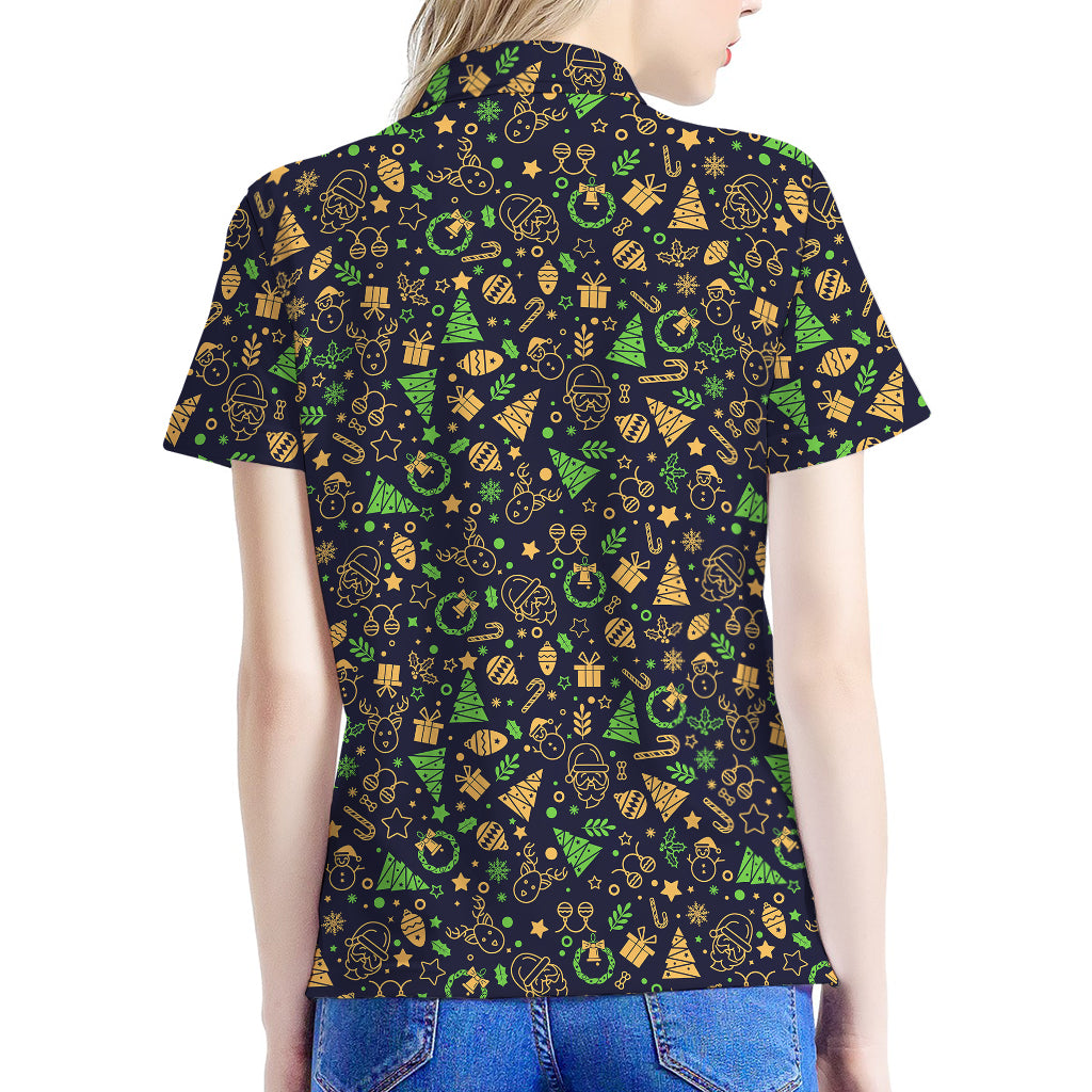 Christmas Party Elements Pattern Print Women's Polo Shirt