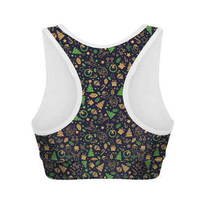 Christmas Party Elements Pattern Print Women's Sports Bra