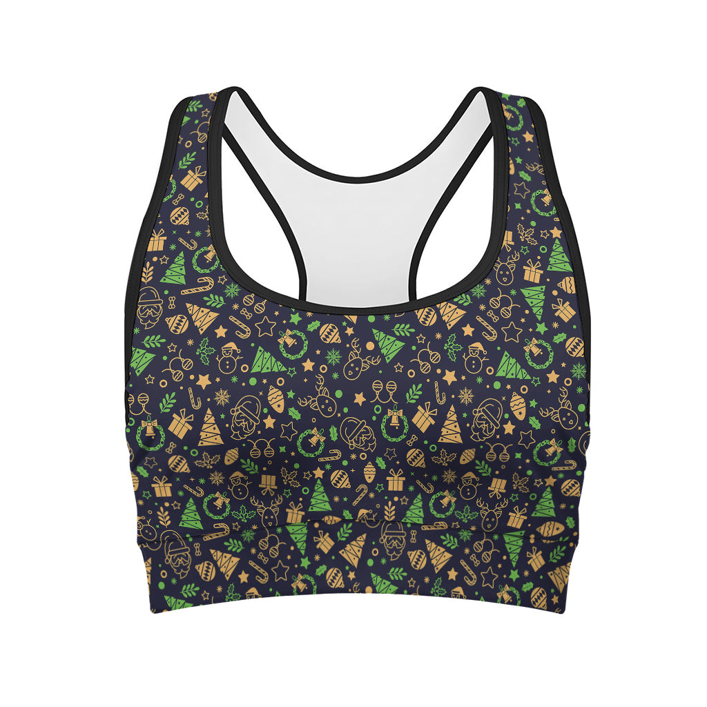 Christmas Party Elements Pattern Print Women's Sports Bra