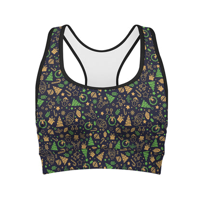 Christmas Party Elements Pattern Print Women's Sports Bra