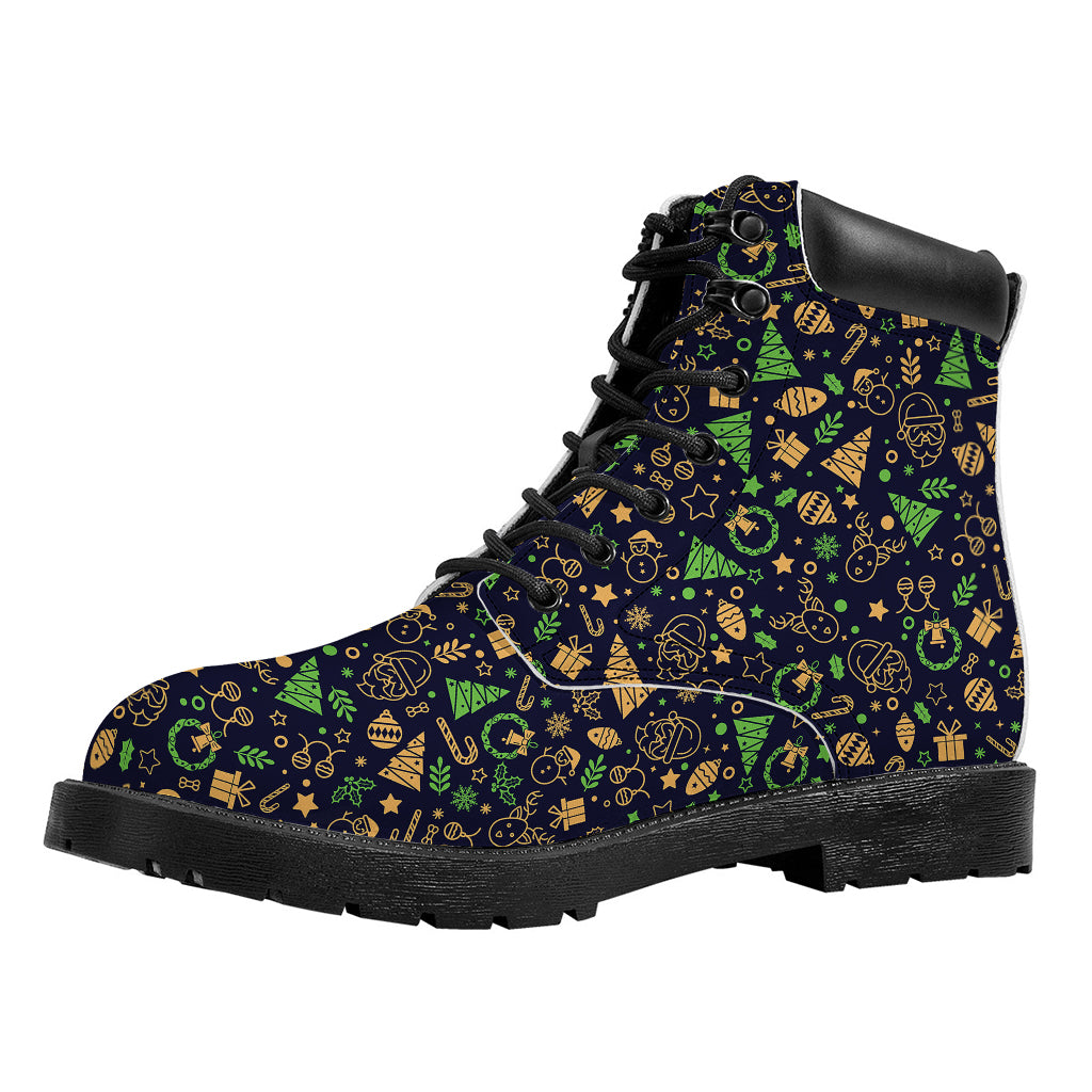 Christmas Party Elements Pattern Print Work Boots