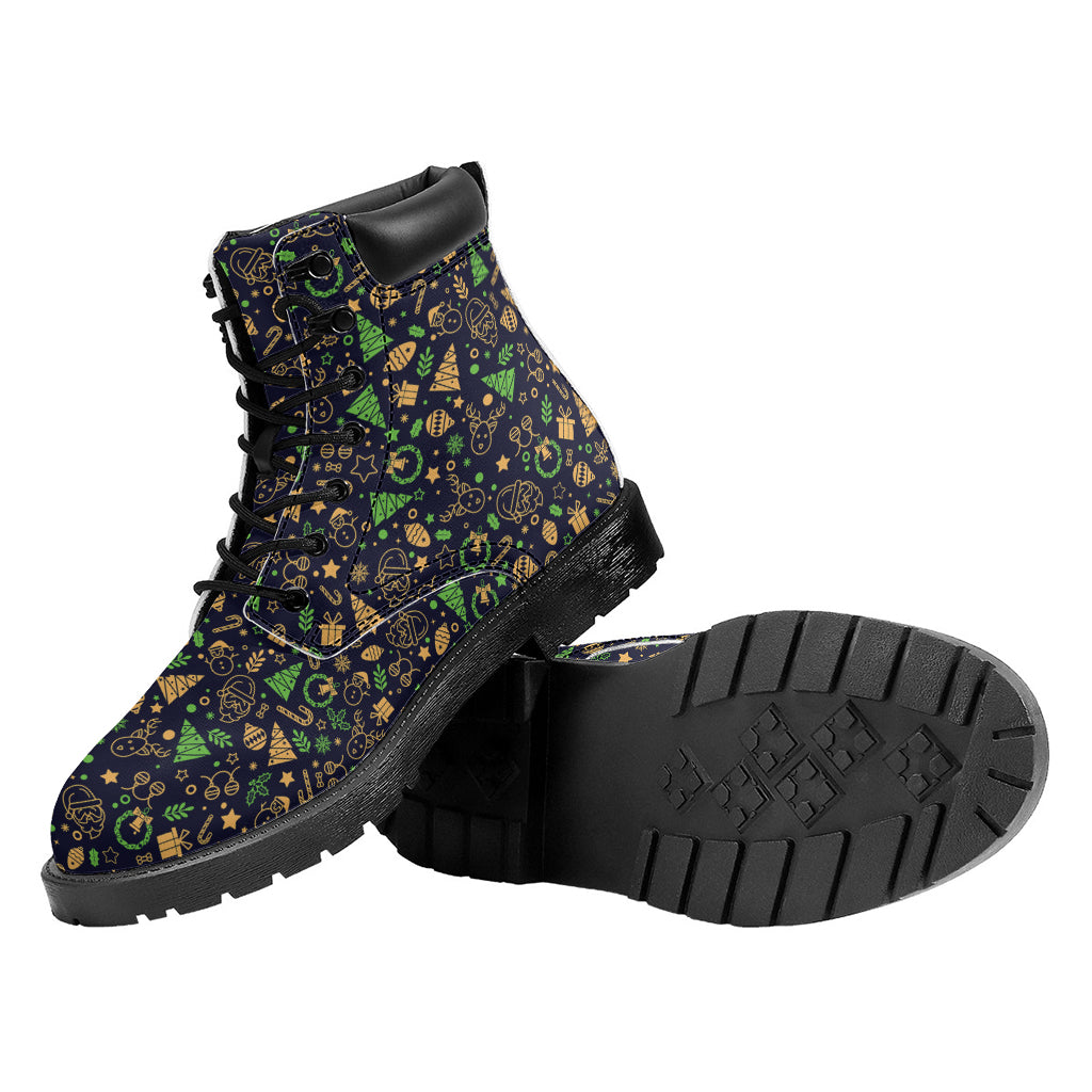 Christmas Party Elements Pattern Print Work Boots