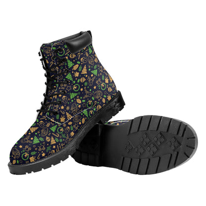 Christmas Party Elements Pattern Print Work Boots